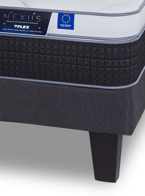 Cama Europea Nexus 2 Plazas Box Base Dividida + Respaldo Modern + 2 Almohadas Royal-4