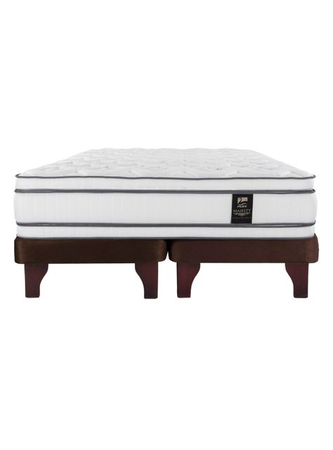 Cama Europea Chocolate 2 Plazas Base Dividida + Colchón Majesty-1