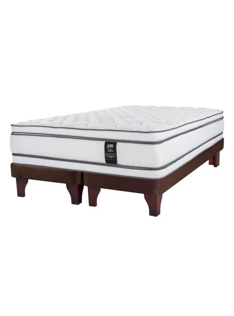 Cama Europea Chocolate 2 Plazas Base Dividida + Colchón Majesty-0