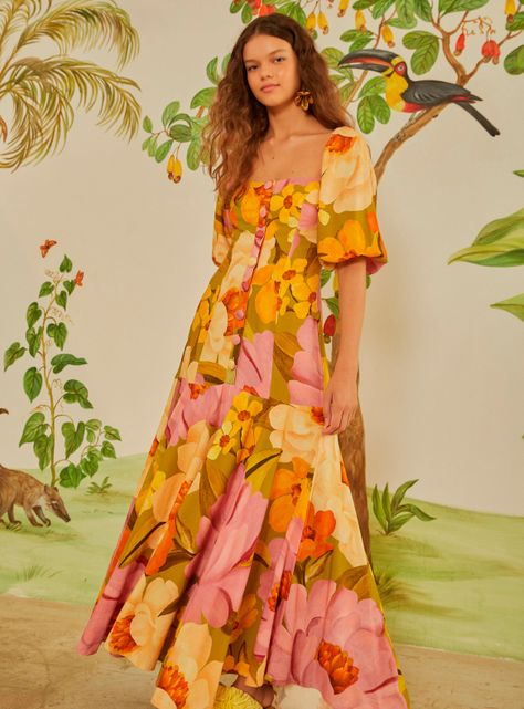 Vestido con Mangas Floreado-0