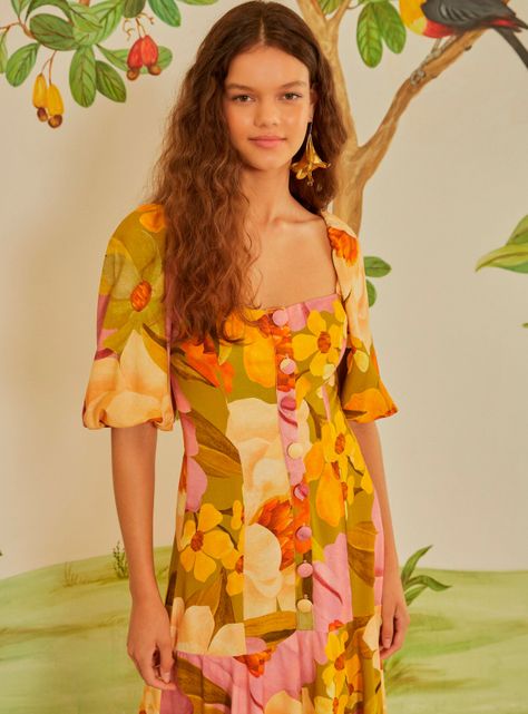 Vestido con Mangas Floreado-2