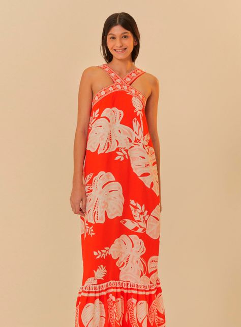 Vestido Halter Hojas-0