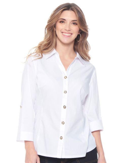 Blusa Manga 3/4 Sólida Rib en Costado-0