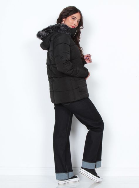 Parka Manga Larga con Capucha Bolsillos y Tapetas-4