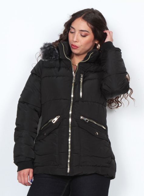 Parka Manga Larga con Capucha Bolsillos y Tapetas-0