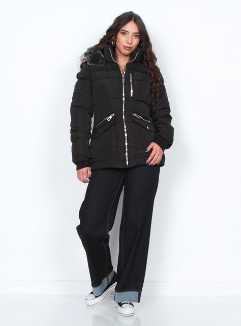 Parka Manga Larga con Capucha Bolsillos y Tapetas-3