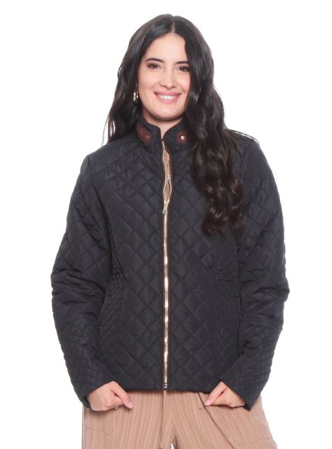 Parka Manga Larga Cuello Mao Bolsillo Ojal y Rib-0
