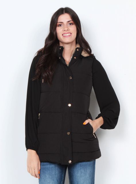 Parka sin Manga Reversible con Capucha-0
