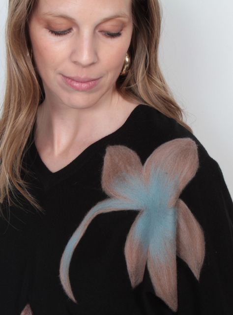 Sweater Manga Larga Escote V Bordado-2