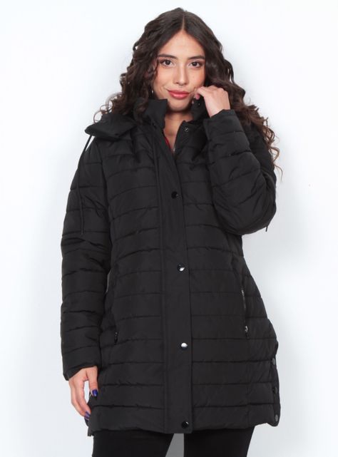 Parka Larga Manga Larga con Capucha-0