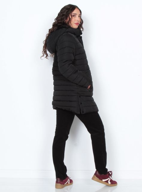 Parka Larga Manga Larga con Capucha-4