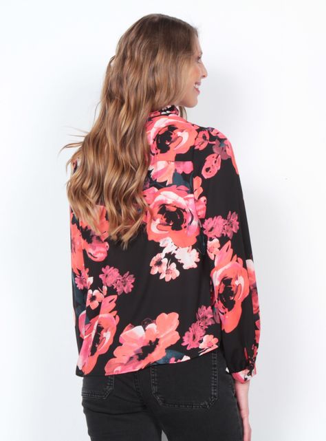 Blusa Manga Larga Estampada Abotonada-1