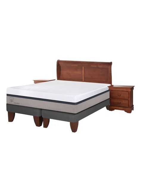 Set Cama Europea Balance 2 Plazas Base Dividida + Set Muebles Miró-0