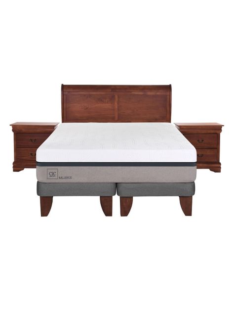 Set Cama Europea Balance 2 Plazas Base Dividida + Set Muebles Miró-1