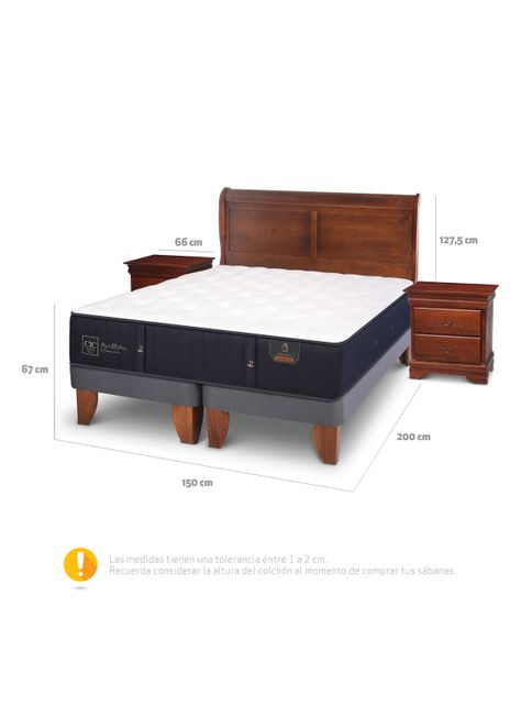 Cama Europea Premium 2 Plazas Base Dividida Miro + Set Muebles-1