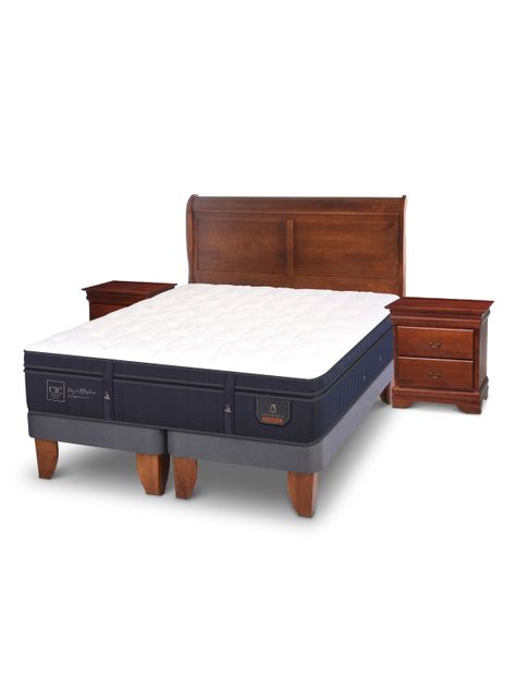 Cama Europea Super Premium 2 Plazas Base Dividida + Miro Set Muebles-0