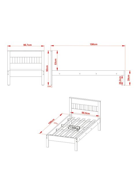 Cama Tradicional 1 Plaza MDP Diseño Vertical-1