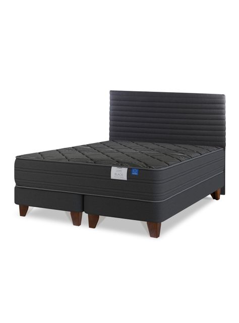Cama Europea Black 2 Plazas 150 x 200 cm + Respaldo Modern Gráfito-0