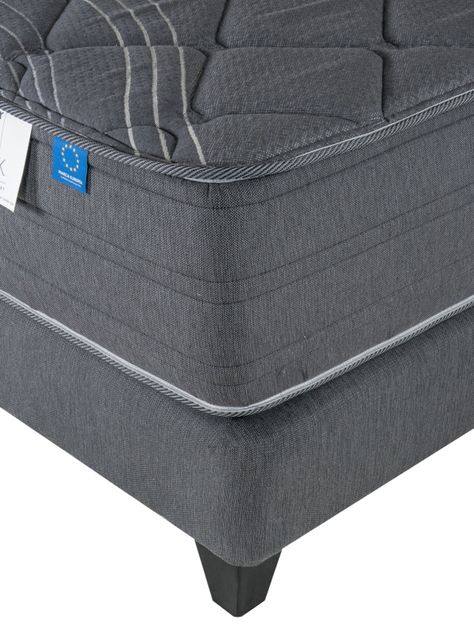 Cama Europea Black 2 Plazas 150 x 200 cm + Respaldo Modern Gráfito + Velador Rover-3
