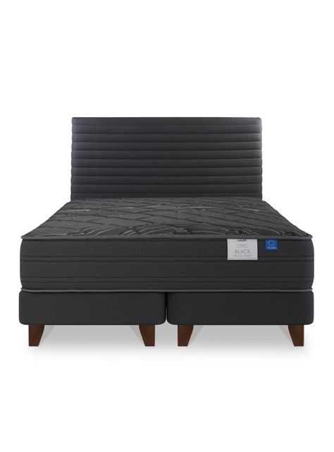 Cama Europea Black King 180 x 200 cm + Respaldo Modern Gráfito-1