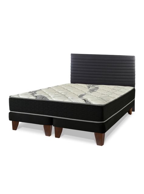 Cama Europea One 2 Plazas 150 x 200 cm + Respaldo Modern Grafito-0