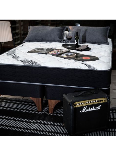 Cama Europea One 2 Plazas 150 x 200 cm + Respaldo Modern Grafito-4