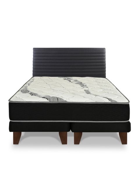 Cama Europea One 2 Plazas 150 x 200 cm + Respaldo Modern Grafito-1