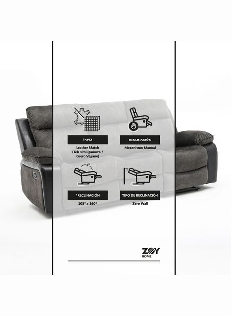 Reclinable 3 Cuerpos Brunei Tela Mix-5