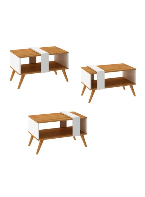 Combo Rack TV 55 y Mesa de Centro Blanco Nogal-3