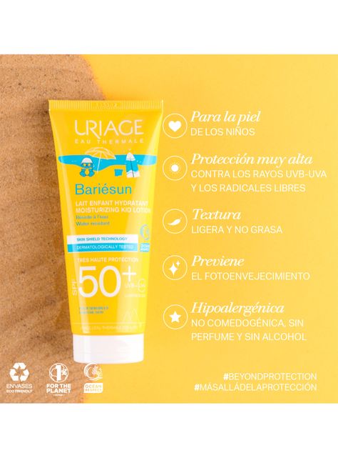 Protector Solar Bariésun Leche Hidratante Niños SPF50+ 100ml Uriage-4