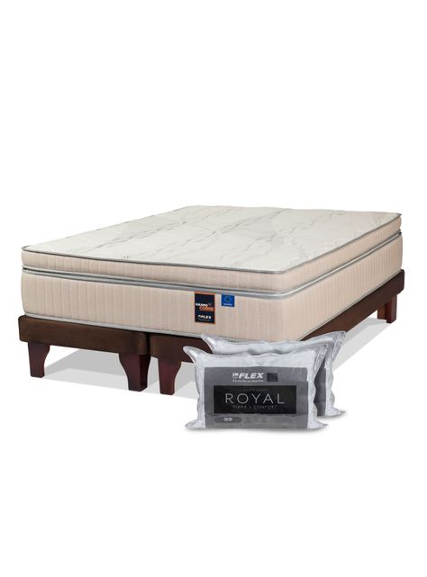 Cama Europea Maximo Cobre 2 Plazas Box Base Dividida + 2 Almohadas Royal-0