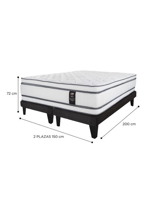 Cama Europea Majesty 2 Plazas Box Base Dividida + Set Colonia + 2 Almohadas Royal-1