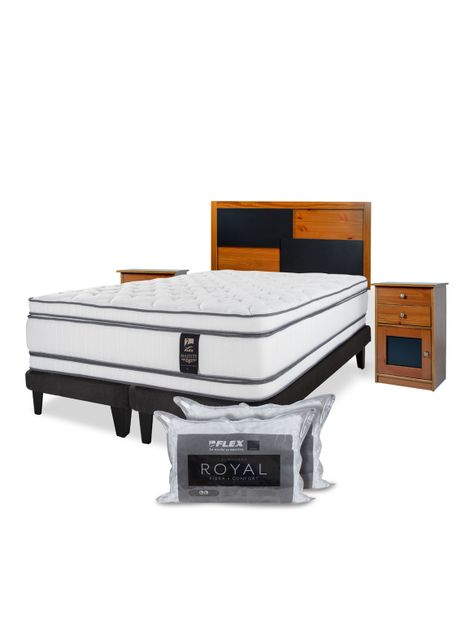 Cama Europea Majesty 2 Plazas Box Base Dividida + Set Colonia + 2 Almohadas Royal-0