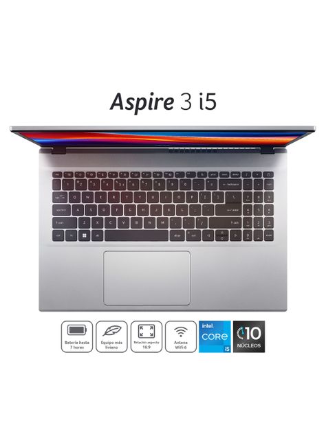 Notebook Aspire 3 A315-59-58YL-2 Intel Core i5 10 Núcleos Iris Xe Graphics 32GB RAM 512GB SSD 15.6" FHD-1