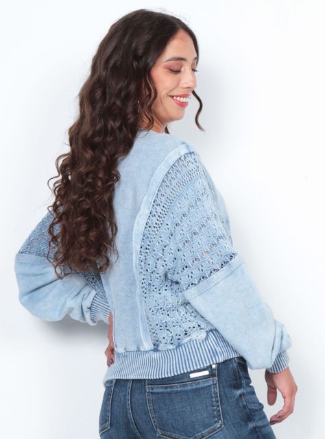 Sweater Manga Larga Sólido Aplicación-1