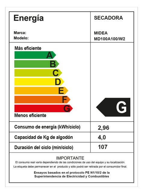 Secadora Carga Frontal 10 Kg MD100A100/W2 Blanco-6