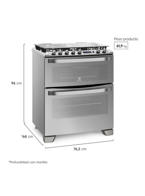 Cocina a Gas 5 Quemadores 76DXA Inox-1
