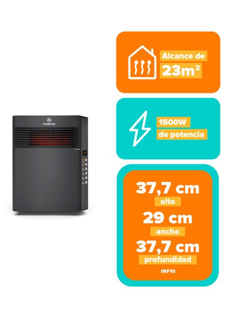 Estufa Infrarrojo 1500W INF10 Negro-2