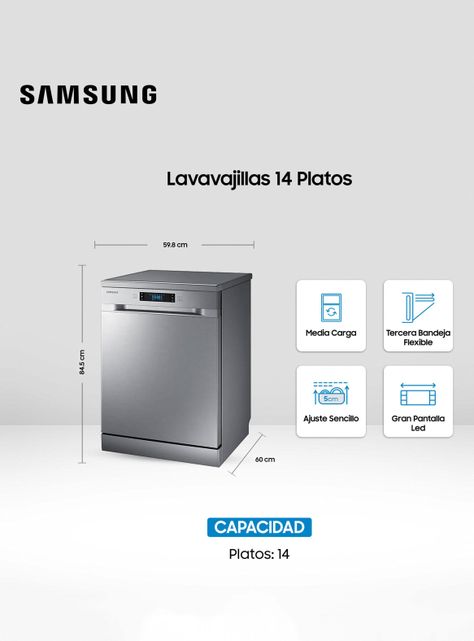 Lavavajillas Frontal 14 Cubiertos P/S DW60M6050FS/ZS-1