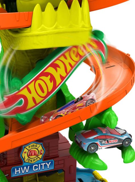 Pista de Juguete T-Rex vs Estación de Bomberos-3