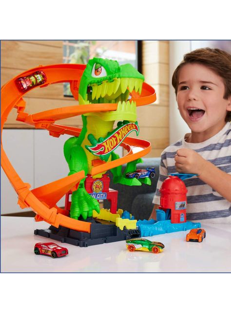 Pista de Juguete T-Rex vs Estación de Bomberos-5