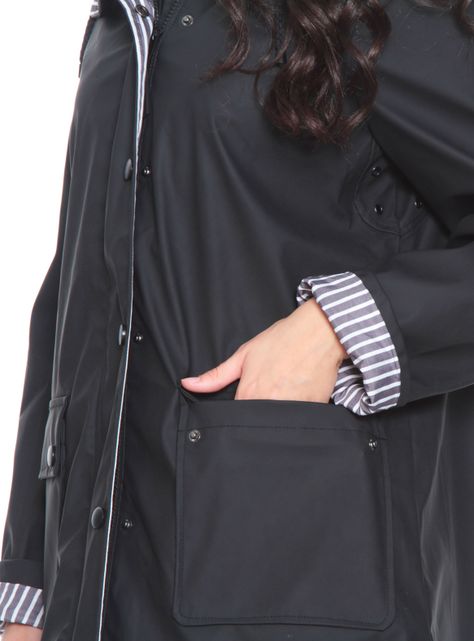Chaqueta Impermeable con Capucha y Bolsillos-2