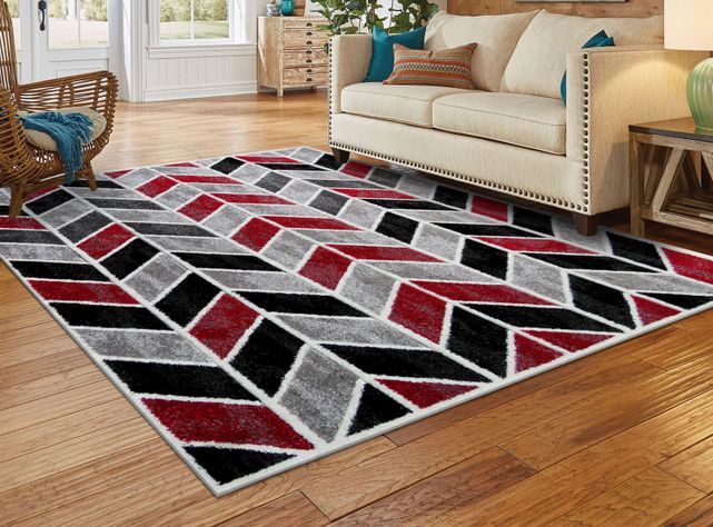 Alfombra Frize Carved Florida D4 Rojo 150 x 200 cm-1