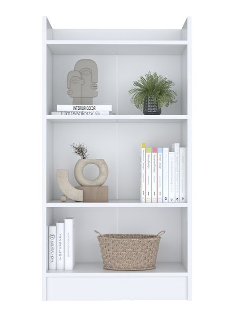 Escritorio Recto + Biblioteca 3 Niveles Blanco-0