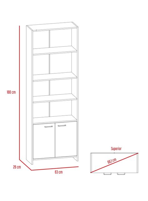 Biblioteca Eco 5 Niveles 2 Puertas Blanco-1