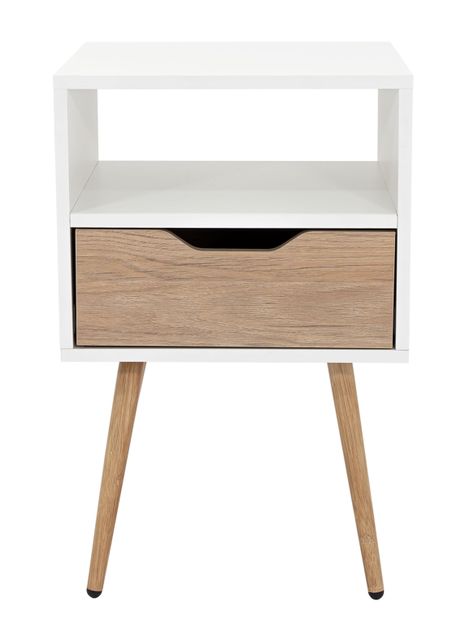 Velador Otom 1 Cajón Blanco Rovere-0