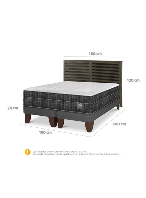 Cama Europea Lux 2 Plazas Base Dividida + Respaldo Rhone-1