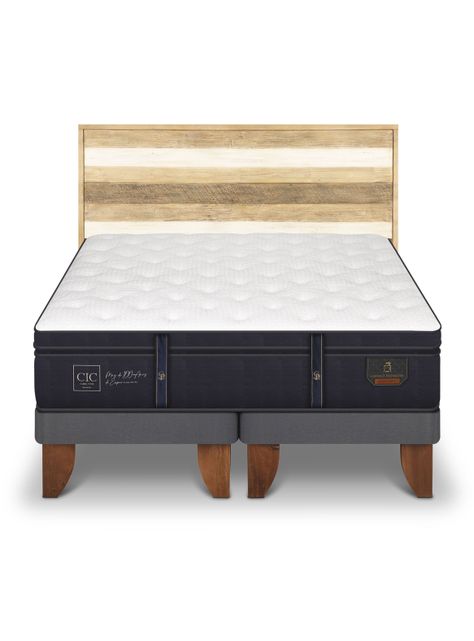 Cama Europea Grand Premium 2 Plazas Base Dividida + Respaldo Loira-2