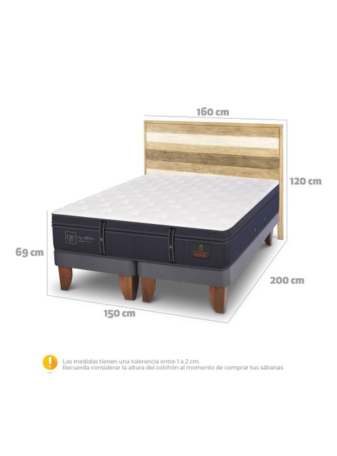 Cama Europea Grand Premium 2 Plazas Base Dividida + Respaldo Loira-1