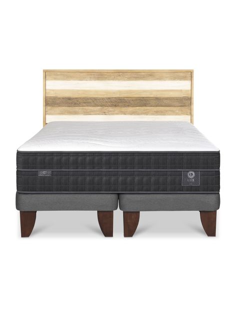 Cama Europea Lux 2 Plazas Base Dividida + Respaldo Loira-2